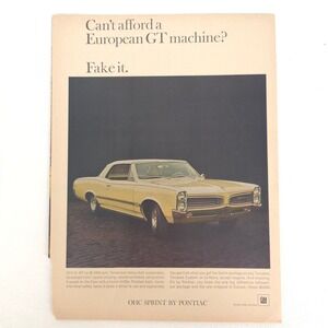 Vintage Pontiac GTO OHC Sprint GT Print Ad Muscle Car Advertising Style Decor